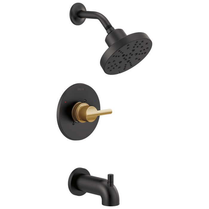 Delta Nicoli 144749 Monitor 14 Series H2Okinetic Tub and Shower - Matte Black / Champagne Bronze