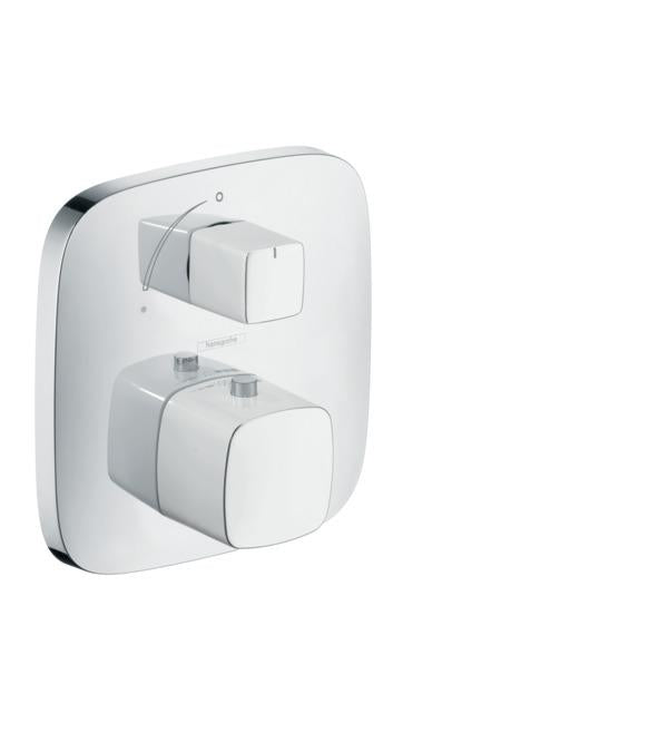 hansgrohe 15775401 Pura Vida Thermostatic Valve Trim with Integrated Volume Control - Less Valve in Chrome/White