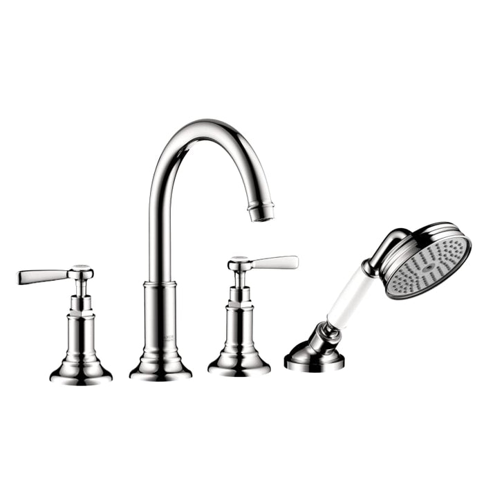 AXOR 16550001 Montreux Roman Tub Filler Faucet Deck Mounted with Diverter Metal Lever Handles and 2.5 GPM Single Function Hand Shower Less Valve in Chrome