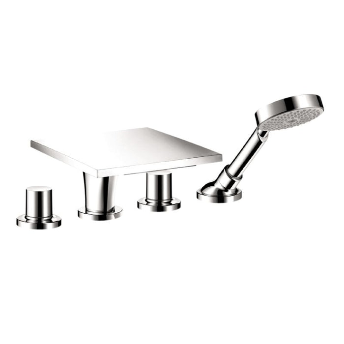 AXOR 18440001 Massaud Roman Tub Filler Faucet with Diverter Metal Knob Handles and 2.0 GPM Single Function Hand Shower Less Valve