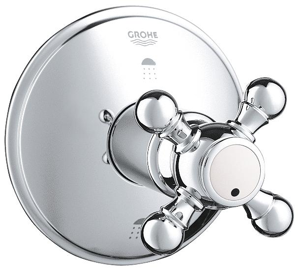 Grohe 19219 Geneva 4 Inch Three Way Diverter Valve Trim with Cross Handle