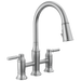 Delta Renaldi 2384L Two Handle Pull-Down Bridge Kitchen Faucet - Lumicoat Arctic Stainless