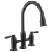 Delta Renaldi 2384L Two Handle Pull-Down Bridge Kitchen Faucet - Matte Black