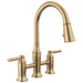 Delta Renaldi 2384L Two Handle Pull-Down Bridge Kitchen Faucet - Lumicoat Champagne Bronze