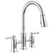 Delta Renaldi 2384L Two Handle Pull-Down Bridge Kitchen Faucet - Lumicoat Chrome