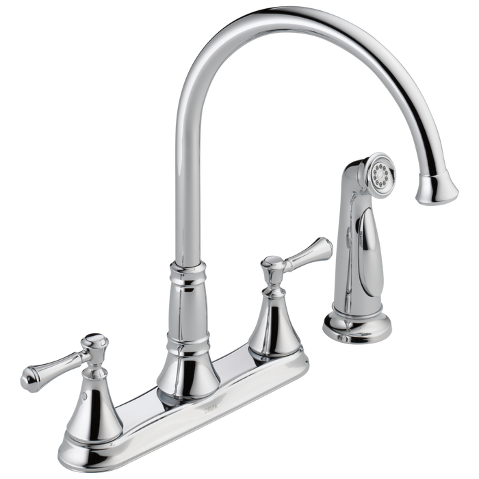 Delta 2497LF Cassidy Two Handle Kitchen Faucet with Spray
