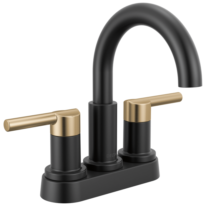 Delta Nicoli 25749LF Two Handle Centerset Bathroom Faucet - Matte Black / Champagne Bronze