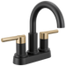 Delta Nicoli 25749LF Two Handle Centerset Bathroom Faucet - Matte Black / Champagne Bronze