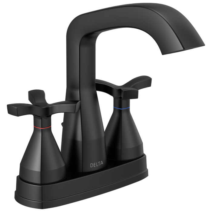Delta 257766-MPU-DST Stryke 1.2 GPM Center Set Bathroom Faucet with Cross Handles and Pop-Up Drain Assembly