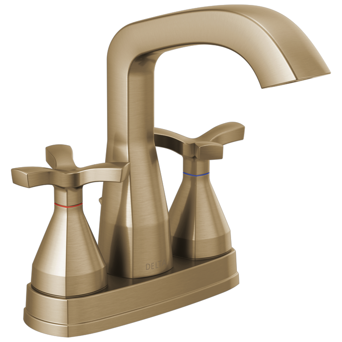 Delta 257766-MPU-DST Stryke 1.2 GPM Center Set Bathroom Faucet with Cross Handles and Pop-Up Drain Assembly