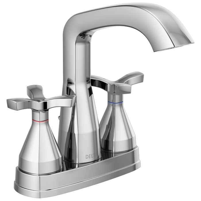 Delta 257766-MPU-DST Stryke 1.2 GPM Center Set Bathroom Faucet with Cross Handles and Pop-Up Drain Assembly
