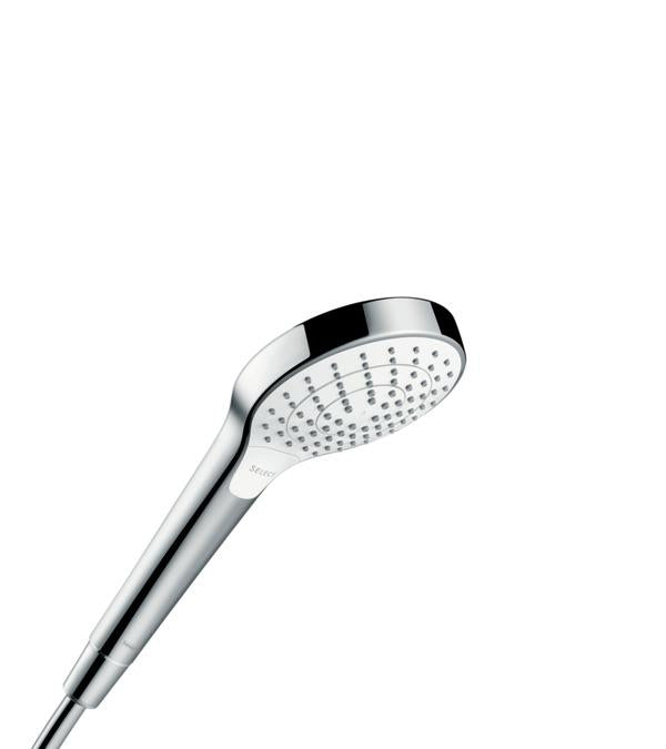 hansgrohe 26803401 Croma Select S 2.5 GPM Vario-Function Handshower with Select and Quick Clean Technologies in Chrome/White
