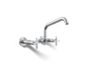KOHLER K-28666-3 Billet Two-hole wall-mount bridge kitchen sink faucet