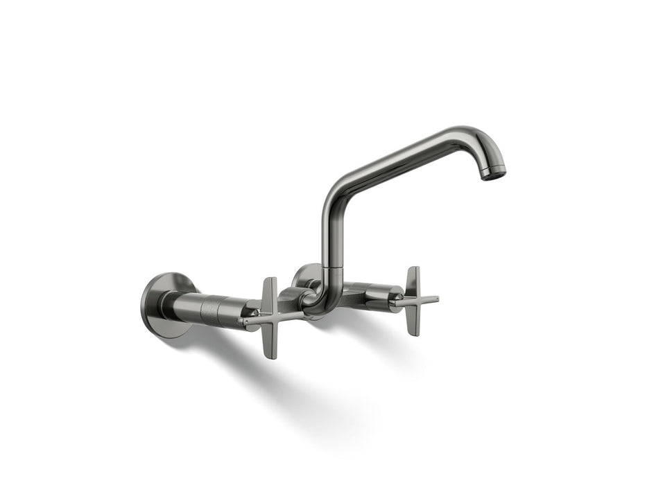 KOHLER K-28666-3 Billet Two-hole wall-mount bridge kitchen sink faucet