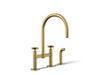 KOHLER K-28673-3 Billet Two-hole bridge kitchen sink faucet with side sprayer