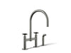 KOHLER K-28673-3 Billet Two-hole bridge kitchen sink faucet with side sprayer