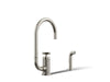 KOHLER K-28675-3 Billet Single-handle bar sink faucet with two-function extended-reach spout and side sprayer