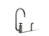 KOHLER K-28675-3 Billet Single-handle bar sink faucet with two-function extended-reach spout and side sprayer