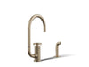 KOHLER K-28675-9 Billet Single-handle bar sink faucet with two-function extended-reach spout and side sprayer