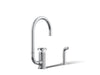 KOHLER K-28675-9 Billet Single-handle bar sink faucet with two-function extended-reach spout and side sprayer