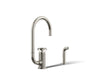 KOHLER K-28675-9 Billet Single-handle bar sink faucet with two-function extended-reach spout and side sprayer