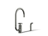 KOHLER K-28675-9 Billet Single-handle bar sink faucet with two-function extended-reach spout and side sprayer