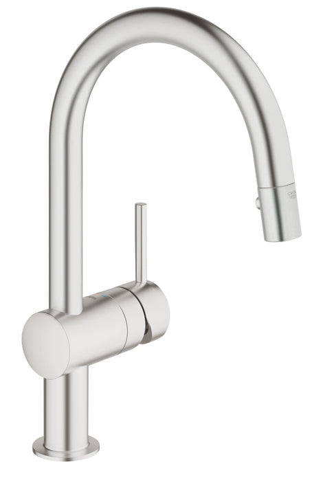 Grohe 31378 Minta Pull-Down High-Arc Kitchen Faucet with 2-Function Locking Sprayer