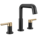 Delta Nicoli 35849LF Two Handle Widespread Pull-Down Bathroom Faucet - Matte Black / Champagne Bronze