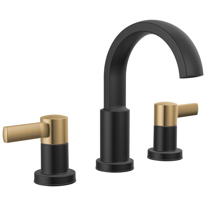 Delta Albion 35855LF Two Handle Widespread Bathroom Faucet - Matte Black / Champagne Bronze