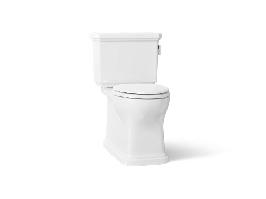 KOHLER K-35960-RA Claude Two-piece Elongated Toilet with Skirted Trapway, 1.28 GPF - angled product view