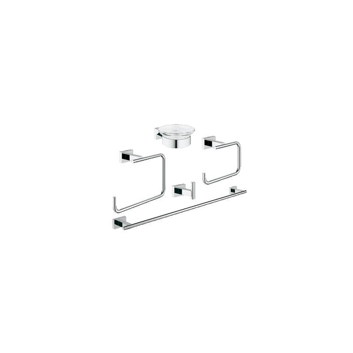 Grohe 40758001 Essentials Cube Wall Mount Bathroom Accessory Set Includes Towel Ring