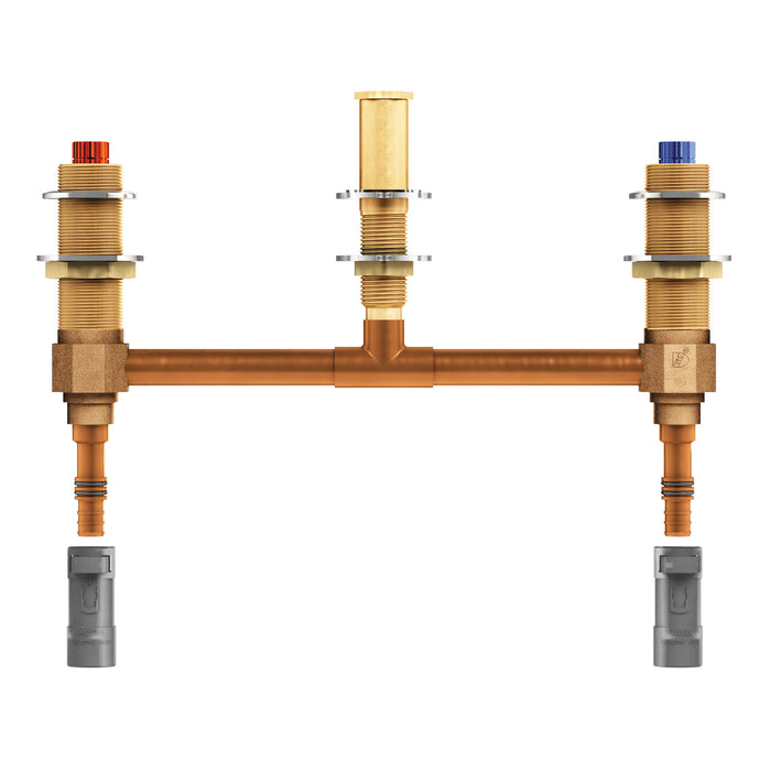 Moen M-Pact 4797 Two handle roman tub valve 10" centers 1/2" PEX with 1/2" CPVC adapters