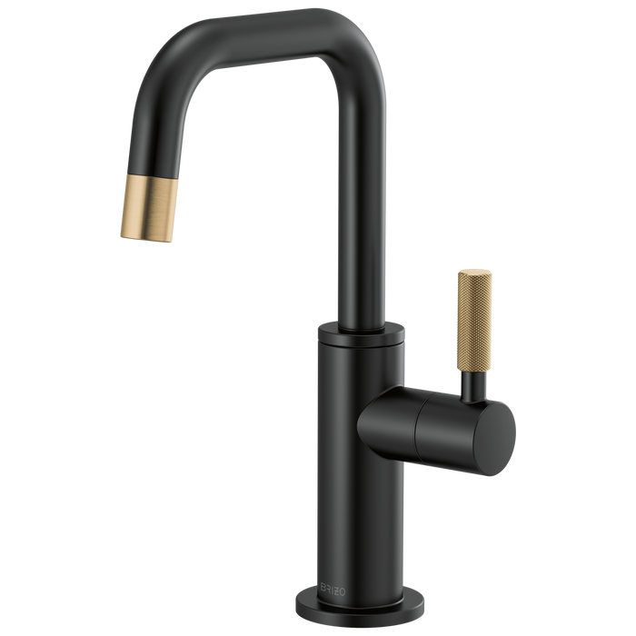 Brizo Litze 61353LF Beverage Faucet with Square Spout and Knurled Handle - Matte Black/Luxe Gold