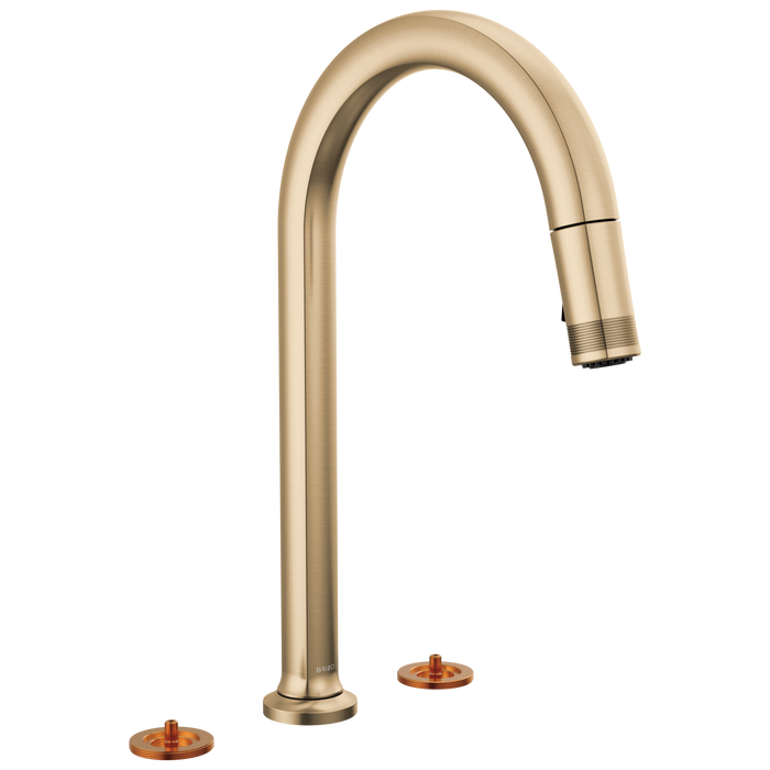 Brizo Kintsu: Widespread Pull-Down Faucet with Arc Spout - Less Handles