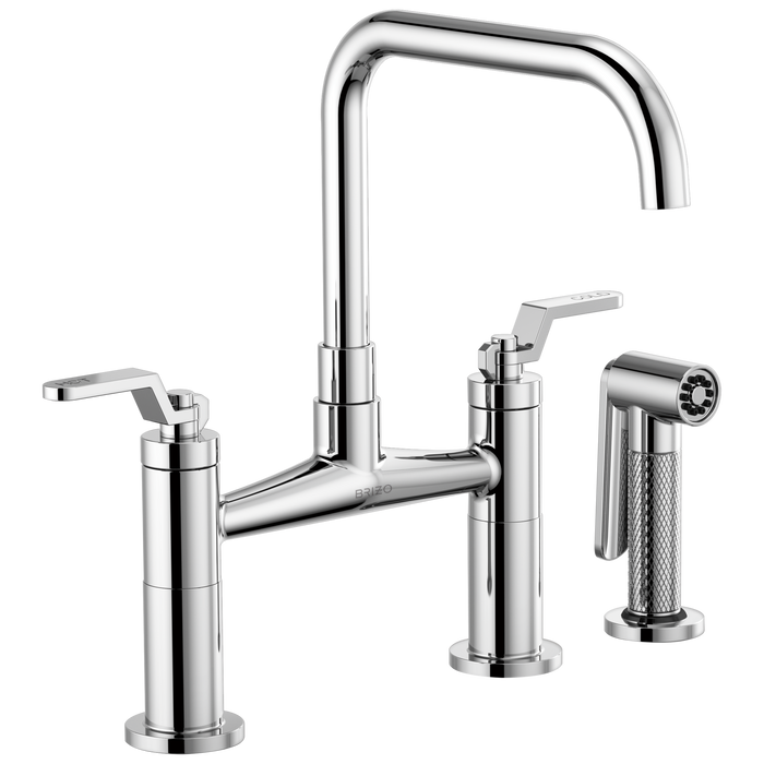 Brizo Brizo Litze: Bridge Faucet with Square Spout and Industrial Handle