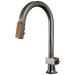 Brizo Frank Lloyd Wright 63022LF Pull-Down Kitchen Faucet with Arc Spout and Wood Wand - Less Handle - Brilliance Black Onyx / Wood