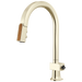 Brizo Frank Lloyd Wright 63022LF Pull-Down Kitchen Faucet with Arc Spout and Wood Wand - Less Handle - Polished Nickel / Wood