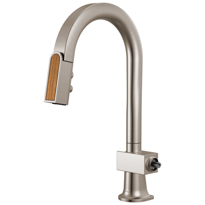 Brizo Frank Lloyd Wright 63922LF Pull-Down Prep Faucet with Arc Spout and Wood Wand - Less Handle - Stainless / Wood