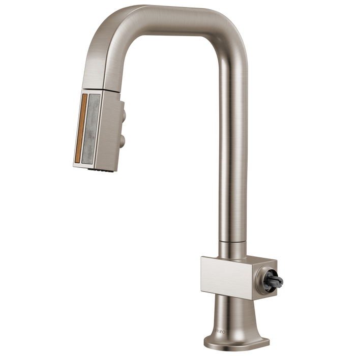 Brizo Frank Lloyd Wright 63923LF Pull-Down Prep Faucet with Square Spout and Wood/Concrete Wand - Less Handle - Stainless / Wood