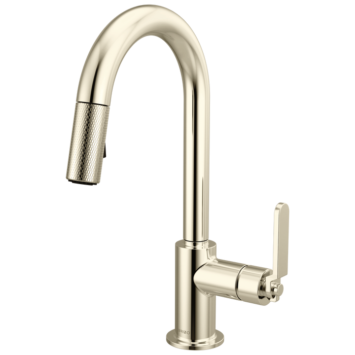 Brizo Litze 63944LF Pull-Down Prep Faucet with Arc Spout - Industrial Handle - Polished Nickel