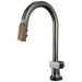 Brizo Frank Lloyd Wright 64022LF SmartTouch Pull-Down Kitchen Faucet with Arc Spout and Wood Wand - Less Handle - Brilliance Black Onyx / Wood