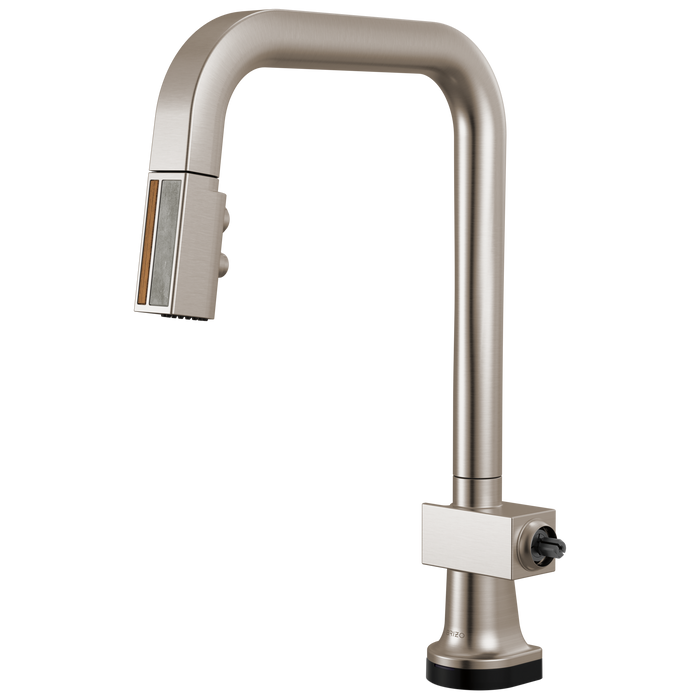 Brizo Frank Lloyd Wright 64023LF SmartTouch Pull-Down Kitchen Faucet with Square Spout and Wood/Concrete Wand - Less Handle - Stainless / Wood