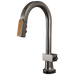 Brizo Frank Lloyd Wright 64922LF SmartTouch Pull-Down Prep Faucet with Arc Spout and Wood Spout - Less Handle - Brilliance Black Onyx / Wood