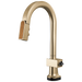Brizo Frank Lloyd Wright 64922LF SmartTouch Pull-Down Prep Faucet with Arc Spout and Wood Spout - Less Handle - Luxe Gold / Wood