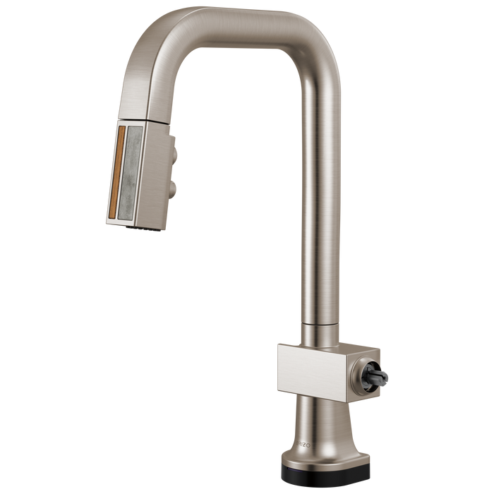 Brizo Frank Lloyd Wright 64923LF SmartTouch Pull-Down Prep Faucet with Square Spout and Wood/Concrete Wand - Less Handle - Stainless / Wood