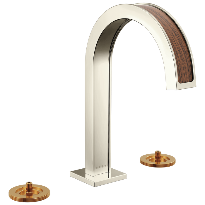 Brizo Frank Lloyd Wright 65399LF Widespread Lavatory Faucet with Arc Spout - Less Handles - Polished Nickel Wood
