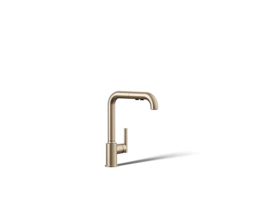 KOHLER Purist Pull-out kitchen sink faucet with three-function sprayhead