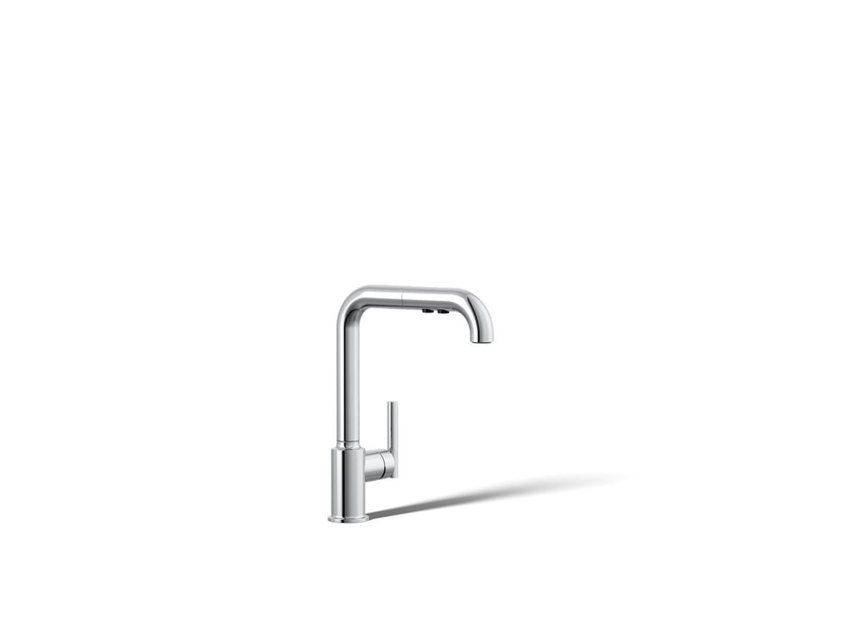 KOHLER Purist Pull-out kitchen sink faucet with three-function sprayhead