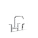 KOHLER Purist Two-hole bridge kitchen sink faucet with side sprayer