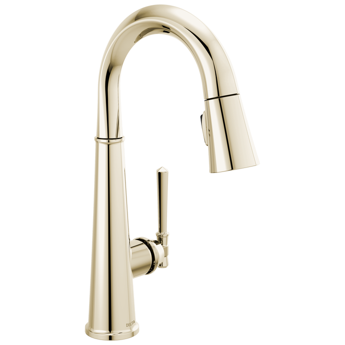 Delta Emmeline 9982 Single Handle Pull-Down Bar / Prep Faucet - Lumicoat Polished Nickel